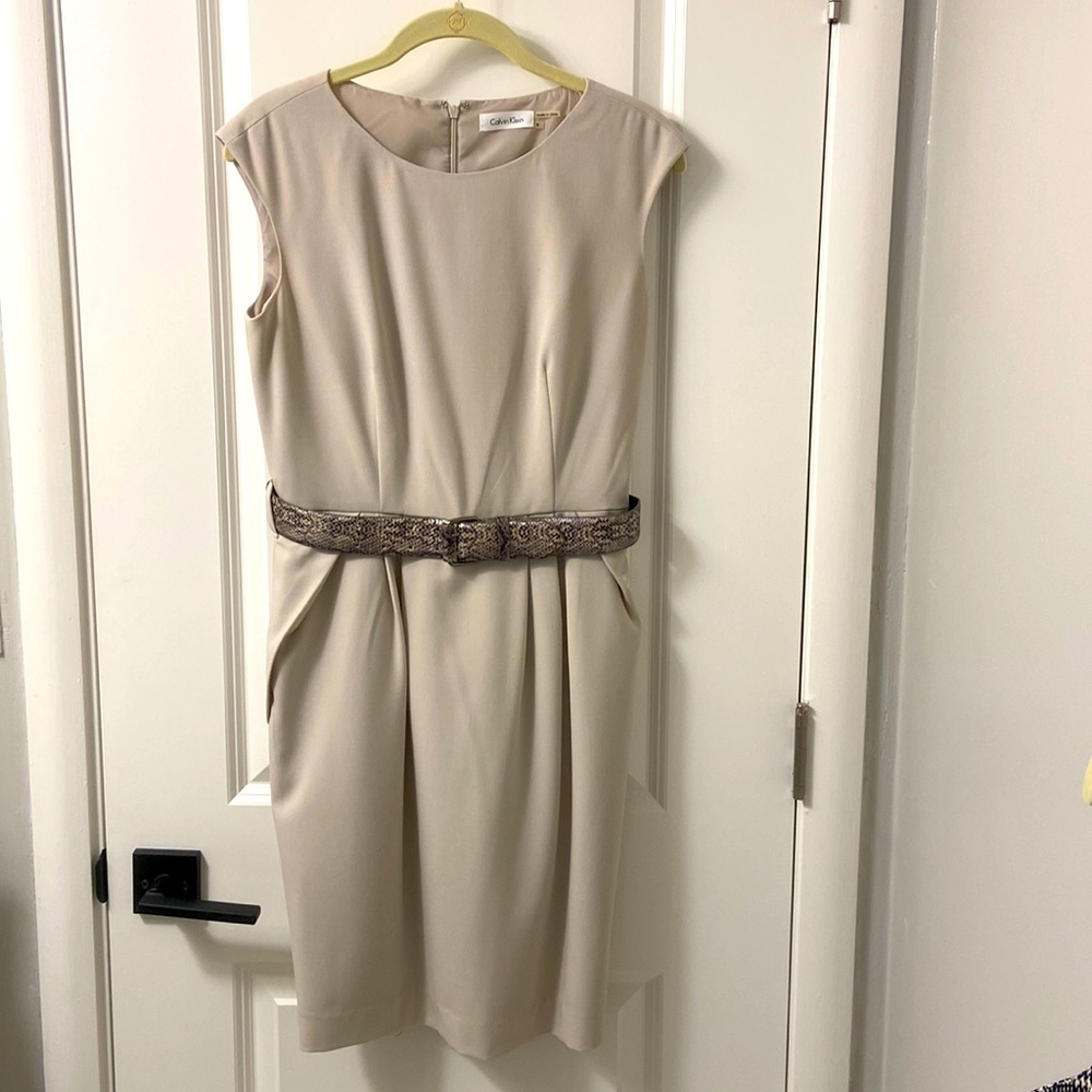 Calvin Klein light tan dress